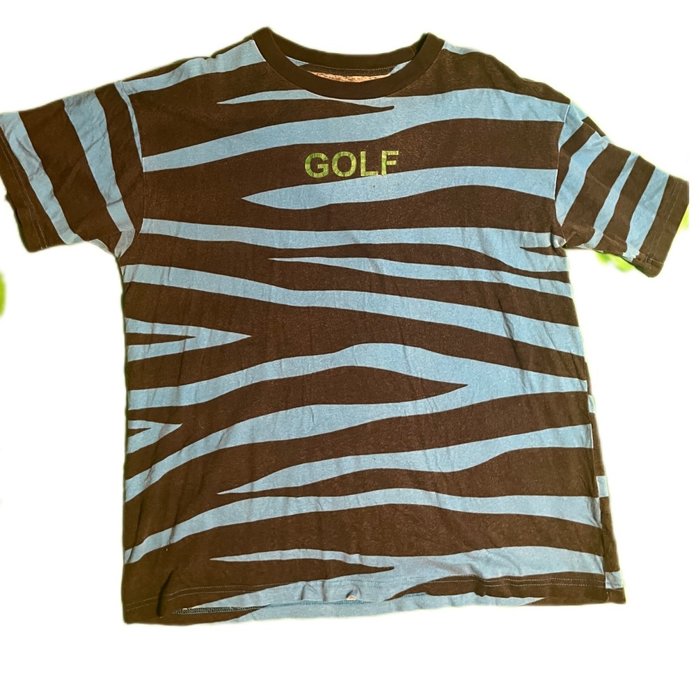 Golf Wang Blue and Brown Zebra Stripe Tee